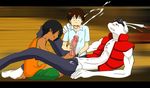  3boys cum ejaculation erection full_body furry gnin handjob ikezawa_kazuma interspecies king_kazuma koiso_kenji lying male_focus multiple_boys orgasm penis penis_grab sitting size_difference summer_wars wince yaoi young 