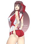  1girl ass blush breasts brown_eyes brown_hair girls_und_panzer irukatto kondou_taeko large_breasts solo volleyball_uniform 