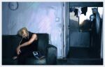  2boys armor blonde_hair book clock clothesline cloud_strife couch drying drying_clothes final_fantasy final_fantasy_vii final_fantasy_vii:_advent_children from_behind grey_hair hanjungen233 hashtag-only_commentary highres implied_yaoi indoors light_switch long_hair male_focus multiple_boys on_couch open_book open_door painterly pauldrons sephiroth short_hair shoulder_armor signature sitting standing wall_clock window 