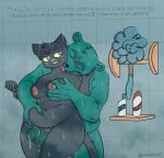 against_surface against_wall age_difference amadboii anthro areola bathing bear belly big_dom_small_sub big_penis blue_body blue_fur bodily_fluids breast_grab breasts dialogue domestic_cat dominant dripping duo felid feline felis female foreskin fur genital_fluids genitals hand_on_breast head_tuft hi_res highlights_(coloring) leaking_precum licking mae_borowski male male/female mammal mr._chazokov navel neck_lick night_in_the_woods nipples older_male overweight overweight_anthro overweight_female overweight_male penis pink_nipples precum precum_drip sex shower shower_sex showering size_difference slightly_chubby thick_thighs thigh_sex tile tile_wall tongue tuft wall_(structure) water water_drop younger_female