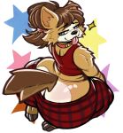 absurd_res accessory anthro big_butt bottomwear butt canid canine canis clothed clothing collar digital_media_(artwork) doeswhatever domestic_dog femboy fur hair hair_accessory herding_dog hi_res high-angle_view huge_butt long_hair looking_back male mammal pastoral_dog pattern_bottomwear pattern_clothing plaid plaid_bottomwear plaid_clothing rear_view scott_(corgipudding) shirt simple_background sitting sitting_on_knees smile solo tail tank_top thick_thighs tied_hair tongue tongue_out topwear welsh_corgi wide_hips
