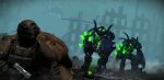 alien ambiguous_gender armor body_armor bone brotside_sfm burned burned_skin city city_background colonial_organism crush destroyed_city destruction duo_focus dying feet foot_crush foot_on_chest fuel_rod_cannon glowing glowing_eyes green_eyes green_smoke group gun halo_(series) hi_res holding_gun holding_object holding_ranged_weapon holding_weapon human lekgolo male mammal marines mgalekgolo microsoft on_ground ranged_weapon sandbag shield skull smoke smoke_from_mouth spacecraft teeth unsc vehicle weapon writhing xbox_game_studios
