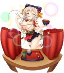  1girl :3 ^_^ apron bell blush bouncing_breasts bowl breasts chopstick_rest chopsticks cleavage closed_eyes closed_mouth cup dog_tail eating food glowing hair_ornament hair_ribbon hakama hakama_short_skirt hakama_skirt headscarf holding holding_bowl holding_chopsticks japanese_clothes kimono large_breasts leg_up maeda_matazaemon_wanko_toshie mtu_(orewamuzituda) neck_bell noodles obi official_art open_clothes open_kimono raised_inner_eyebrows red_apron ribbon sash sengoku_koihime short_hair short_sleeves sidelocks simple_background skirt smile soba socks solo standing table tail thighs transparent_background tray tsuyu_sauce w_arms waist_apron wanko_soba white_socks wooden_table yunomi 