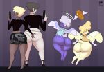 2026 4_fingers 5_fingers abstract_background absurd_res agent_one agent_two angel anthro artist_name big_butt blonde_hair bottom_heavy bottomless bottomless_anthro bottomless_female bottomless_male bovid boxers_(clothing) brand_parody bubble_butt butt butt_grab butt_squish calvin_klein caprine cat_print cat_print_panties cherub cletus_(helluva_boss) clothed clothing collin_(helluva_boss) crossdressing dark_body dark_skin digital_drawing_(artwork) digital_media_(artwork) feathered_wings feathers female femboy fingers fluffy fluffy_tail flying footwear fur glistening glistening_body glistening_butt glistening_fur glistening_skin group gun hair halo hand_on_butt handgun hellaverse helluva_boss hi_res high_heels holding_gun holding_handgun holding_object holding_pistol holding_ranged_weapon holding_weapon hooves huge_butt huge_hips huge_thighs human keenie_(helluva_boss) leponsart lineup long_hair male male/female mammal pale-skinned_male pale_skin panties pistol purple_body purple_fur ranged_weapon scut_tail sheep shoes short_tail smile squish tail text thick_thighs underwear urn watermark weapon white_hair wide_hipped_anthro wide_hipped_female wide_hipped_human wide_hipped_male wide_hips wings wool_hair yellow_body yellow_fur