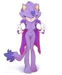 5_toes amber_eyes anthro areola artist_name barefoot bedroom_eyes biped bite biting_lip biting_own_lip black_nose blaze_the_cat blue_areola blue_highlights blue_markings blue_nipples blue_tail_tip blush blush_lines blushing_at_viewer breasts brown_pupils clothed clothed_anthro clothed_female clothing clothing_pull countershade_face countershading darkened_genitalia darkened_nipples dipstick_hair dipstick_tail domestic_cat eyebrow_through_hair eyebrows eyelashes feet felid feline felis female female_anthro fingers front_view full-length_portrait fur genitals gloves grey_text hair half-closed_eyes handwear hi_res highlights_(coloring) iris leaning leaning_forward long_eyelashes long_tail looking_at_viewer mammal markings multicolored_body multicolored_fur mythiilewdii narrowed_eyes navel nipples no_bra no_underwear open_clothing open_robe pink_blush pinup portrait pose presenting pupils purple_body purple_clothing purple_ears purple_fur purple_robe purple_tail raised_eyebrow robe robe_pull seductive sega self_bite shaded simple_background skinny skinny_anthro skinny_female solo sonic_the_hedgehog_(series) standing tail tail_markings text toes translucent translucent_hair white_background white_body white_clothing white_countershading white_fur white_gloves white_handwear white_sclera yellow_inner_ear