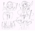  1girl between_legs blouse blush bow_panties buttons collar frilled_collar frilled_skirt frilled_sleeves frills hair_ornament hairband hand_between_legs hands_together have_to_pee heart heart-shaped_buttons heart_hair_ornament knees_together_feet_apart komeiji_satori koorimizu long_sleeves monochrome open_mouth panties pee_stain peeing peeing_self puddle shirt shoes short_hair simple_background skirt socks solo sweat tears text third_eye touhou translation_request trembling white_background 