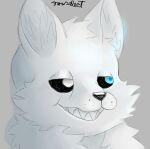aged_up annoying_dog_(undertale) anthro black_nose black_sclera blue_eyes canid canine canis cheek_tuft chubby_cheeks digital_drawing_(artwork) digital_media_(artwork) digital_painting_(artwork) ear_tuft face_focus facial_tuft front_view glowing glowing_eyes happy head_tuft heterochromia male mammal mouselect neck_tuft painting_(artwork) redesign relaxed_expression relaxing sans_(undertale) sharp_teeth simple_background slightly_chubby smile solo teeth tuft undertale_(series) white_background white_eyes wolf