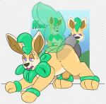 aloe_(delta's_art) anal anal_penetration animate_inanimate ankle_cuffs anthro big_tail bodily_fluids cuff_(restraint) delta's_art disembodied_penis duo eeveelution elemental_creature eye_roll faceless_character faceless_male flora_fauna foreskin generation_4_pokemon genitals green_tongue half-closed_eyes handcuffs inflatable leaf leafeon living_inflatable looking_pleasured male male/male metal_cuffs narrowed_eyes nintendo penetration penis plant pokemon pokemon_(species) purple_eyes reference_image restraints silhouette simple_background sweat tail thick_thighs tongue valve_(mechanical)