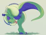 ambiguous_fluids animal_genitalia anus bodily_fluids claws dinosaur female female_feral feral fluffy genital_fluids genitals green_body hi_res listria_(listria-dragoness) on_one_leg owishka prehistoric_species presenting presenting_vulva purple_body raising_leg red_eyes reptile saliva saurischian scalie solo standing theropod tongue tongue_out tyrannosaurid tyrannosauroid tyrannosaurus tyrannosaurus_rex vaginal_fluids vulva