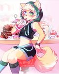  cake clothing deserts food girly hoodie looking_at_viewer male multicolored_eyes shorts solo 