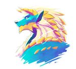  anthro blue_eyes blue_scales bust_(disambiguation) capcom electricity evion fur horn invalid_tag male monster_hunter scales simple_background smile solo video_games white_background white_fur zinogre 