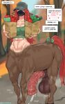 abs accessory animal_ears animal_genitalia animal_penis balls baseball_cap big_balls big_penis bow_ribbon bra breasts brown_body brown_fur centaur clothing english_text equid equid_taur equine_genitalia equine_penis erection european_mythology food fur furgonomics genitals greek_mythology green_eyes groceries grocery_bag gynomorph hair hat headgear headwear hi_res hooves huge_balls huge_penis humanoid humanoid_taur intersex mammal mammal_taur mask medial_ring muscular muscular_gynomorph muscular_humanoid muscular_intersex muscular_taur mythology outside penis plant red_hair red_tail ribbons solo sports_bra streachybear tail tail_accessory tail_bow tail_ribbon taur text text_box throbbing throbbing_balls throbbing_penis underwear vegetable vein veiny_penis