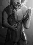  anthro aquaticas clothed clothing digital_media_(artwork) fur greyscale guardians_of_the_galaxy inviting male mammal marvel monochrome open_mouth raccoon rocket_raccoon simple_background smile solo standing teasing teeth tongue tongue_out undressing whiskers 