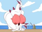  big_breasts blush breasts female fishing fishing_rod human larger_female legendary_pok&eacute;mon lugia male mammal nintendo pok&eacute;mon size_difference smaller_male video_games water zp92 