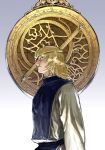  1boy astrolabe badeni black_tabard blonde_hair blue_eyes chi.:_chikyuu_no_undou_ni_tsuite commentary_request eyepatch highres long_sleeves male_focus medium_hair scar scar_on_face scar_on_lip scar_on_mouth scar_on_nose solo standing tabard tonsure y1qusnzdns83374 