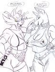  2017 anthro big_breasts breasts canine cleavage clothed clothing dialogue doberman dog duo english_text female incineroar mammal nintendo pok&eacute;mon text video_games zwitterkitsune 