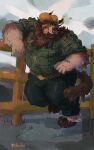 anthro barazoku barefoot beard bedroom_eyes belly belt biceps big_belly big_muscles big_pecs blue_bottomwear blue_clothing blue_jeans blue_pants bottomwear bovid bovine brown_beard brown_belt brown_body brown_clothing brown_facial_hair brown_fur brown_hat brown_headwear bulge cattle chuchowriggle clothing cowboy cowboy_hat cowboy_outfit denim denim_bottomwear denim_clothing facial_hair facial_piercing feet fence flannel flannel_shirt flirting flirting_look flirting_with_viewer fur green_clothing green_eyes green_shirt green_topwear hat headgear headwear heart_symbol hi_res hooves horn inviting inviting_to_sex inviting_viewer jeans leaning leaning_on_fence male mammal manly musclegut muscular muscular_anthro muscular_arms muscular_male muscular_thighs narrowed_eyes nature nature_background nose_piercing nose_ring offering_sex offering_to_viewer outside pants pattern_clothing pattern_shirt pattern_topwear pecs piercing plaid plaid_clothing plaid_shirt plaid_topwear ranch ranch_hand rancher ring_piercing rolled_up_sleeves seducing_viewer seductive shirt smile smiling_at_viewer solo tail thick_arms thick_thighs topwear