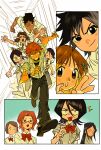  4boys 6+girls absurdres adjusting_eyewear arisawa_tatsuki asano_keigo black_hair black_pants black_shoes bleach bow bowtie breasts brown_hair closed_eyes collared_shirt dark-skinned_male dark_skin furrowed_brow glasses grin hair_between_eyes hair_ornament hair_over_eyes highres honshou_chizuru inoue_orihime ishida_uryuu kojima_mizuiro kuchiki_rukia kunieda_ryou kurosaki_ichigo light_blush medium_hair mole mole_on_cheek mole_under_eye multiple_boys multiple_girls muscular muscular_male necktie nervous_smile oogawa_michiru open_clothes open_shirt orange_hair pants parted_bangs parted_lips red-framed_eyewear red_bow red_bowtie running sado_yasutora school_uniform shirt shoes short_hair small_breasts smile smirk snowflake_hair_ornament spiked_hair striped_clothes striped_necktie sweatdrop teeth undershirt v white_shirt xi_luo_an_ya 