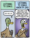  avian bird border comic crying dialogue duck english_text humor music singing speech_bubble tears text the_truth what white_border 