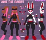 accessory angry anthro arm_tuft beads big_butt big_ears big_feet black_clothing bottomwear bow_ribbon breasts brown_body brown_fur butt cereshinu cheek_tuft clothing color_swatch colored dark_sclera digitigrade domestic_rabbit ear_tuft ears_up eyelashes facial_markings facial_tuft feet female fishnet_clothing fishnet_topwear floppy_ears front_view fur glistening glistening_eyes gloves glowing glowing_eyes hair_accessory hair_bow hair_ribbon handwear head_bow head_markings head_tuft hi_res killer_rabbit_(cereshinu) lagomorph leg_tuft leggings legwear leporid long_eyelashes looking_ahead looking_at_viewer lop_ears lop_rabbit mammal markings medium_breasts mimi_(cereshinu) model_sheet multicolored_body multicolored_fur neck_tuft oryctolagus pants pink_body pink_clothing pink_eyes pink_fur pink_nose pupils rabbit red_body red_clothing red_eyes red_fur red_nose reference_image ribbons scar shoulder_tuft side_view signature slim smile solo standing tail text thick_thighs thigh_tuft topwear torn_clothing tuft watermark white_body white_fur white_pupils wide_hips