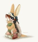  1girl 1other brown_eyes furry kawasemi27 long_hair made_in_abyss mitty_(made_in_abyss) nanachi_(made_in_abyss) open_mouth tears white_hair 