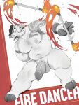  anthro arm_tattoo armband armpit_hair balls body_hair chest_hair ear_piercing fingers fire fire_dancer fire_dancing fire_performance genital_piercing genitals hi_res hooved_fingers hooves male mammal mostly_nude musclegut muscular muscular_anthro muscular_male nipple_piercing nipple_ring nipples overweight overweight_anthro overweight_male pawsve penis penis_piercing performance_art piercing prince_albert_piercing ring_piercing solo suid suine sus_(pig) tattoo tusks wild_boar 