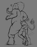  2017 ambiguous_gender anal anal_vore anthro anthro_on_anthro dragon duo elephant interspecies looking_back mammal nommz rear_view reptile scalie size_difference standing vore 
