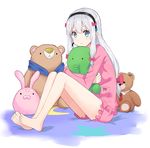  bluahxdress blue_eyes blue_hair eromanga_sensei izumi_sagiri long_hair stuffed_toys 