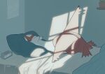  alarm_clock bed_sheet calendar_(object) clock closed_eyes highres indoors latias lying no_humans on_bed on_stomach pillow plant pokemon pokemon_(creature) red_brown_tabby signature sleeping tagme window_shadow 