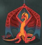 anus blue_eyes claws countershading dancing dragon european_mythology eztli_(user_55) featureless_chest female feral flamespitter front_view genitals hair hi_res horn looking_at_viewer membrane_(anatomy) mythological_creature mythological_scalie mythology non-mammal_vulva nude pole pole_dancing presenting raised_wings red_body scalie simple_background smile solo spread_legs spread_wings spreading stripes stripper_pole tail vulva western_dragon wings wyvern