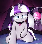  2017 anus bed bedroom_eyes buttplug collar cutie_mark equine female feral friendship_is_magic hair half-closed_eyes horn inside looking_at_viewer magic mammal my_little_pony neighday on_bed seductive sex_toy solo twilight_velvet_(mlp) unicorn 
