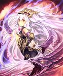  angry armor bare_shoulders cygames elbow_gloves fangs gem gloves gold_trim gorgon hair_ornament headpiece hisakata_souji long_hair looking_at_viewer medusa_(shingeki_no_bahamut) official_art pointy_ears shadowverse shingeki_no_bahamut snake snake_hair tail very_long_hair white_hair yellow_eyes 