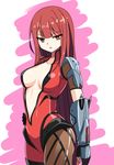  alice360 bodysuit breasts cleavage cosplay crimson_avenger_(elsword) elesis_(elsword) elsword gloves highres long_hair looking_at_viewer medium_breasts overwatch plunging_neckline red_eyes red_hair solo very_long_hair widowmaker_(overwatch) widowmaker_(overwatch)_(cosplay) 