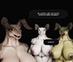  anthro areola barbell big_(disambiguation) bottomwear breasts clothed clothing deathclaw difference duo eyelashes fallout female group group_nudity hi_res high horn hotpants huge human humanoid interspecies invalid_tag larger lift_(disambiguation) long male male/female mammal microsoft mouth navel nipples non-mammal on outside piercing pink red scales scalie sclera shirt shorts size smaller snout spikes standing text thick thigh thighs topwear 