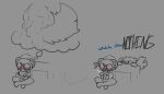 2026 anthro bear big_tail blush book cult_of_the_lamb digital_media_(artwork) drawing drawing_(action) duo female fluffy fluffy_tail fur gazaster giant_panda hair hi_res jalala_(cult_of_the_lamb) mammal massive_monster_(studio) mephitid nude pubes rinor_(cult_of_the_lamb) simple_background skunk startled surprised tail text thought_bubble wide_eyed