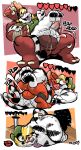  2_toes 3_fingers 4_fingers 4_toes absurd_res anal anal_penetration anthro balls big_balls black_stripes blin_(tloz) bodily_fluids bokoblin breath_of_the_wild butt c-trigger clothing comic cum cum_in_ass cum_inside eyewear facial_piercing feet felid fingers frenum_ladder frenum_piercing from_front_position fur genital_fluids genital_piercing genitals glasses group hi_res horn ladder_piercing male male/male mammal mating_press moblin monster nintendo nose_piercing on_bottom on_top pantherine penetration penile penile_penetration penis penis_in_ass penis_piercing piercing prince_albert_piercing reverse_cowgirl_position septum_piercing sex shirt stripes tail the_legend_of_zelda theredgoon tiger toes topwear trent(psycotiger) trio tunic wearing_glasses white_body white_fur 