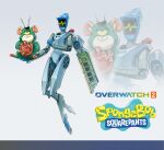  1girl absurdres artist_name chinese_commentary circuit_board colored_sclera commentary_request computer_fan copyright_logo copyright_name cosplay dong_ci_da_ci_da_da_da echo_(overwatch) hammond_(overwatch) hamster hand_on_own_arm highres humanoid_robot karen_plankton karen_plankton_(cosplay) logo looking_at_viewer monitor oscilloscope overwatch plankton_(spongebob) plankton_(spongebob)_(cosplay) ram_(computer) robot robot_girl spongebob_squarepants_(series) usb watermark wings yellow_sclera zoom_layer 
