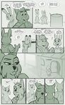  2017 anthro buckteeth clothed clothing comic dialogue disney english_text feline female group hat hi_res judy_hopps lagomorph lynx male mammal mistermead monochrome rabbit stu_hopps teeth text zootopia 