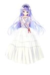  arms_behind_back bangs bare_shoulders bow bowtie collarbone dress eyebrows_visible_through_hair frills full_body golden_marriage hair_bow hayakawa_harui highres jewelry long_hair looking_at_viewer marika_von_wittelsbach official_art smile solo standing tiara transparent_background very_long_hair white_dress 