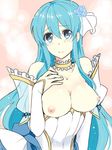  alternate_costume aqua_eyes aqua_hair bare_shoulders blush breastless_clothes breasts bridal_gauntlets bride bride_(fire_emblem) dress eirika fingerless_gloves fire_emblem fire_emblem:_kakusei fire_emblem:_seima_no_kouseki fire_emblem_heroes flower gloves hair_between_eyes hair_flower hair_ornament hand_on_own_chest ijiro_suika large_breasts long_hair looking_at_viewer nipples pink_background smile solo upper_body white_gloves 
