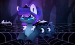  alternate_species arachnid arthropod blue_eyes blue_fur cosmic_hair cute cutie_mark dragon duo equine fangs female feral friendship_is_magic fur hybrid magnaluna mammal my_little_pony princess_luna_(mlp) smile spider 