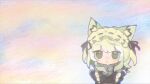  1girl :o animal_ears arknights black_dress black_ribbon bow bowtie cassava_sketch cat_ears cat_girl deformed dress expressionless green_eyes green_hair green_headdress hair_ribbon highres kal'tsit_(arknights) kal'tsit_(the_remains_of_time)_(arknights) looking_at_viewer maid maid_headdress ribbon ribbon-trimmed_headwear ribbon_trim solo traditional_bowtie upper_body white_bow white_bowtie 