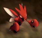  2009 claws high-angle_view insect_wings motion_blur nintendo pok&eacute;mon red_body scizor video_games wings yellow_eyes zaikudo 