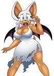  2017 alpha_channel anthro bat big_breasts breasts cleavage clothed clothing colored_nails female mammal omegasunburst rouge_the_bat scared simple_background solo sonic_(series) torn_clothing transparent_background wings 