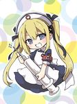  1girl armband artist_request blonde_hair blue_eyes chibi dead_or_alive hair_ribbon long_hair looking_at_viewer marie_rose nurse nurse_cap nurse_uniform oversized_object smile syringe twintails very_long_hair 