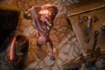  3d_(artwork) 4k absurd_res anthro axe barbarian blacksmith blender_(artwork) blender_cycles_(artwork) bone canid canine codpiece digital_media_(artwork) english_text foirgairwolf hi_res jewelry male mammal mask mythological_canine mythological_creature mythology necklace red_body solo tattoo text tribal weapon werecanid werecanine werecreature werewolf 