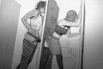  2girls arcane_caitlyn arcane_vi blush bottomless caitlyn_(league_of_legends) clothes_pull covered_eyes dildo dildo_in_pussy dildo_penetration glory_hole greyscale highres hole_in_wall key league_of_legends leaning_against_wall leaning_forward long_hair looking_pleasured monochrome multiple_girls muscular muscular_female narrow_waist pants pants_pull pussy_juice riot_games sex sex_toy short_hair sketch skirt stall standing standing_sex steemyart strap-on thighhighs toilet toilet_stall vaginal vi_(league_of_legends) wet writing yuri 