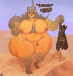 absurd_res anthro barefoot big_butt butt charger_(helldivers) desert drooling_tongue duo eyeless feet genitals hand_holding helldiver helldivers hi_res horn human kodu male male/male mammal nipples orange_body penis sharp_teeth signature small_penis smile standing teeth terminid thick_thighs