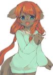  1girl azuki_akizuki blue_eyes dog female furry long_hair open_mouth orange_hair original solo yuneri_(azuki_akizuki) 