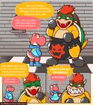  2022 angry anthro booties bottomless bowser clean_diaper clothed clothing comic dialogue diaper digital_media_(artwork) duo eyes_closed green_body hair handwear hi_res hoodie horn humiliation humor koopa latex latex_booties latex_clothing latex_diaper latex_mittens male mario_bros mittens nintendo open_mouth open_smile red_hair red_speech_bubble red_yoshi scalie shell size_difference smile speech_bubble spiked_shell spiked_tail spikes spikes_(anatomy) tail toony topwear wearing_diaper wiprogress yellow_speech_bubble yoshi 